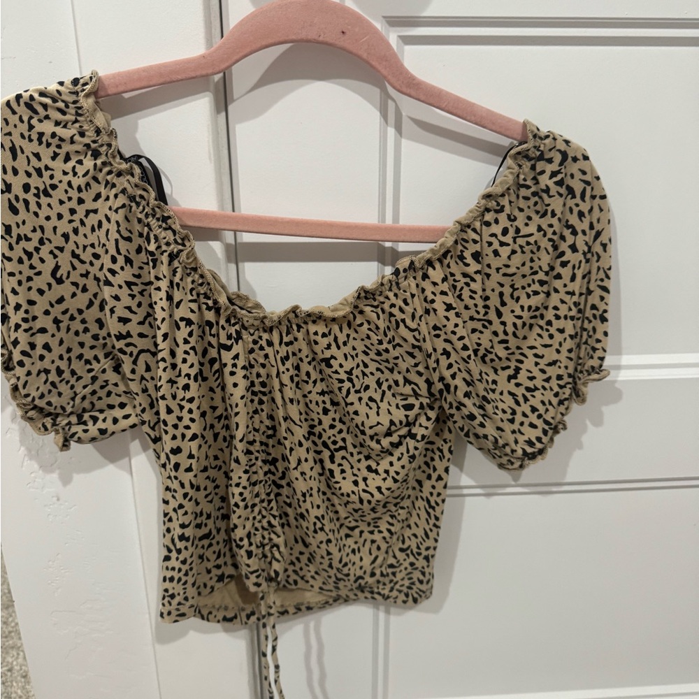 Volcom Tan Leopard Print Blouse